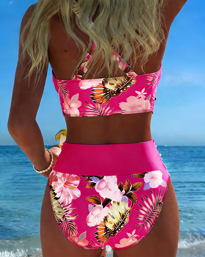 Michele  - Two Piece High Waisted Floral Bikini 