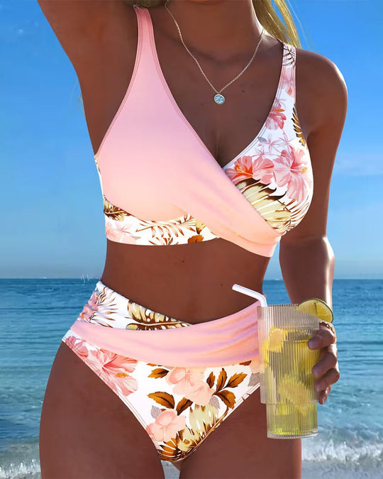 Michele  - Two Piece High Waisted Floral Bikini 