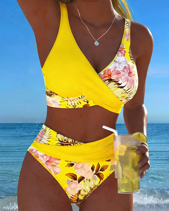 Michele  - Two Piece High Waisted Floral Bikini 