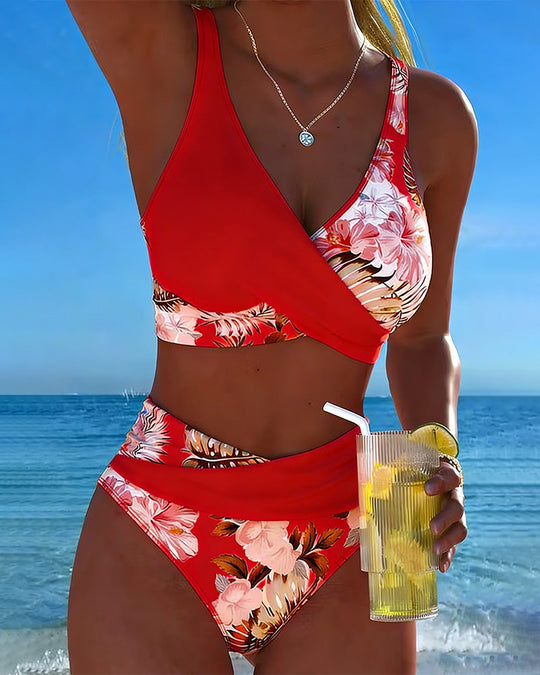Michele  - Two Piece High Waisted Floral Bikini 