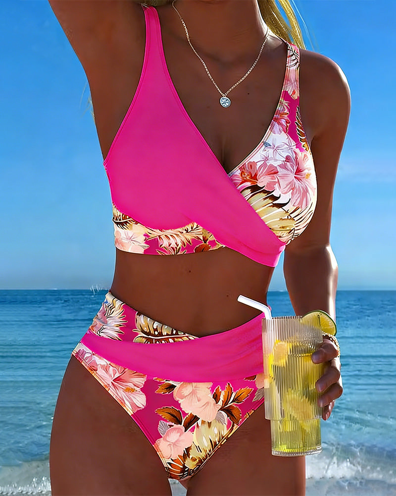 Michele  - Two Piece High Waisted Floral Bikini 