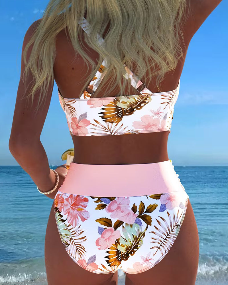 Michele  - Two Piece High Waisted Floral Bikini 