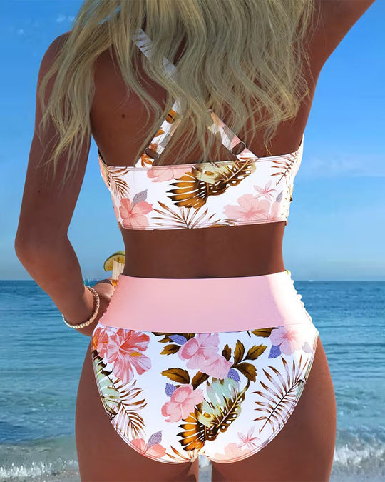 Michele  - Two Piece High Waisted Floral Bikini 