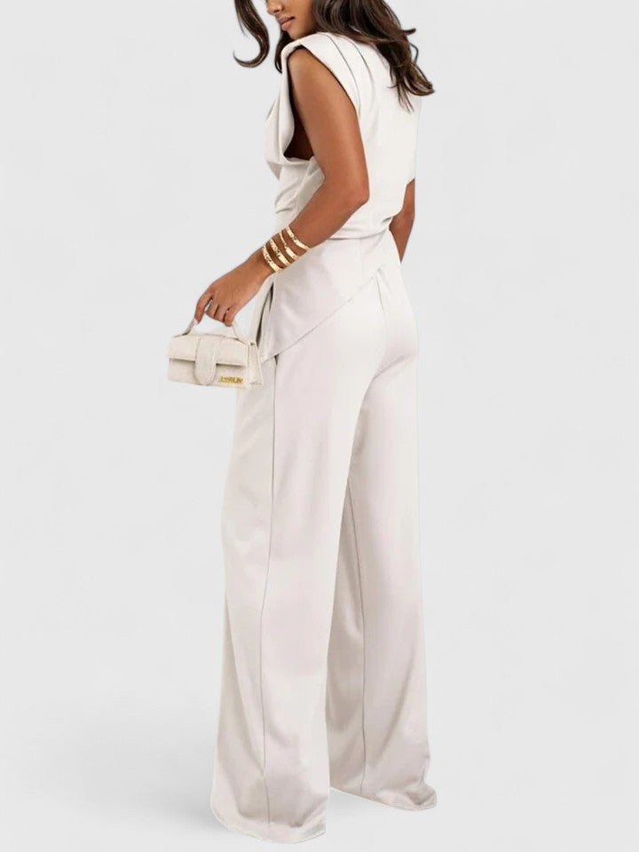 Minnie  - Sleeveless Draped Top With Wide-Leg Pants
