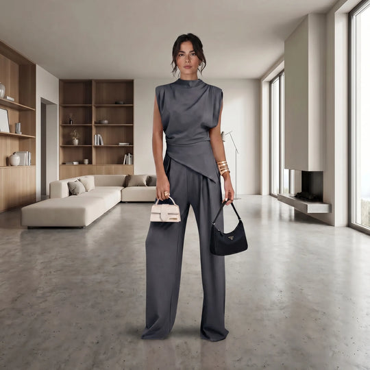 Minnie  - Sleeveless Draped Top With Wide-Leg Pants