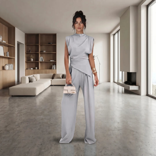 Minnie  - Sleeveless Draped Top With Wide-Leg Pants