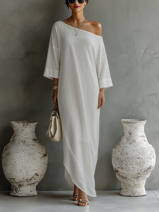 Molly  - Asymmetric Flowing Maxi Dress Formal Evening Wear