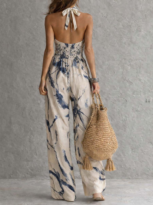 Monica  - Wide-Leg Halter Jumpsuit Warm Weather Wear