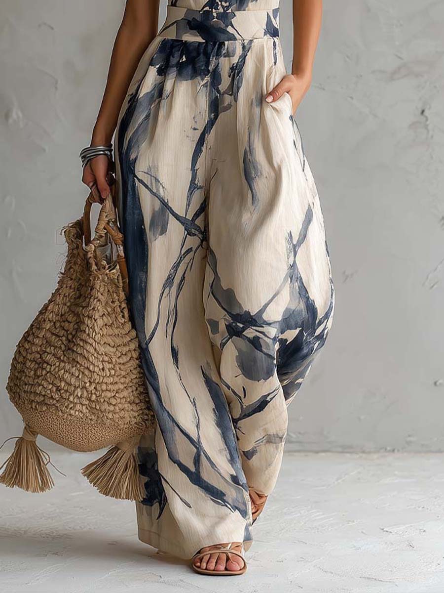 Monica  - Wide-Leg Halter Jumpsuit Warm Weather Wear