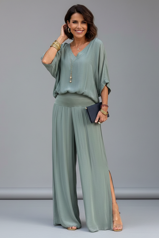 Nina  - Two-Piece Wide-Leg Trouser Set Casual Daytime Outings