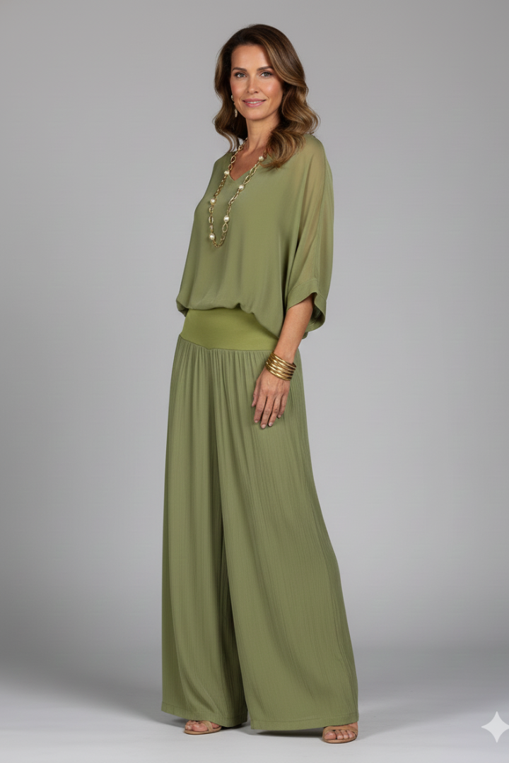 Nina  - Two-Piece Wide-Leg Trouser Set Casual Daytime Outings