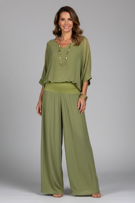 Nina  - Two-Piece Wide-Leg Trouser Set Casual Daytime Outings