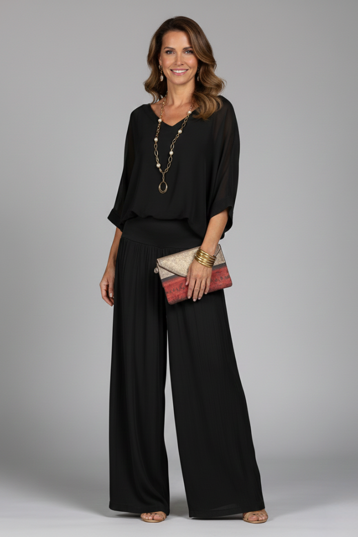 Nina  - Two-Piece Wide-Leg Trouser Set Casual Daytime Outings