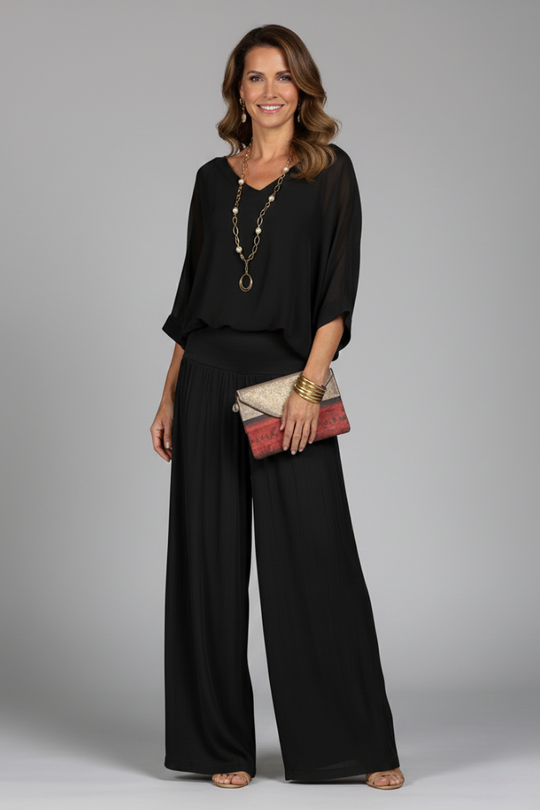 Nina  - Two-Piece Wide-Leg Trouser Set Casual Daytime Outings