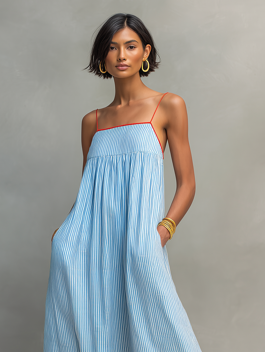Nora  - Sleeveless Striped Maxi Dress 