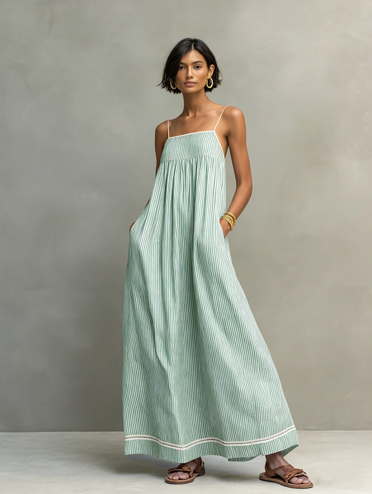 Nora  - Sleeveless Striped Maxi Dress 