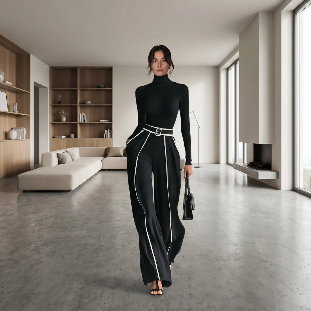 Norma  - Turtleneck Top And Wide-Leg Pants Set