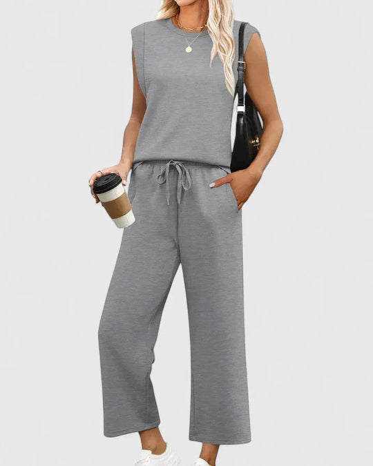 women cotton two-piece set in blue for summer outings 4