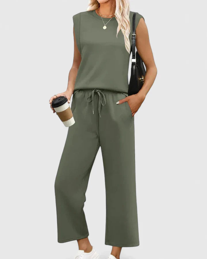 women cotton two-piece set in blue for summer outings 5