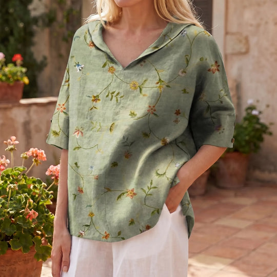 Opal  - V-Neck Floral Print Relaxed Top