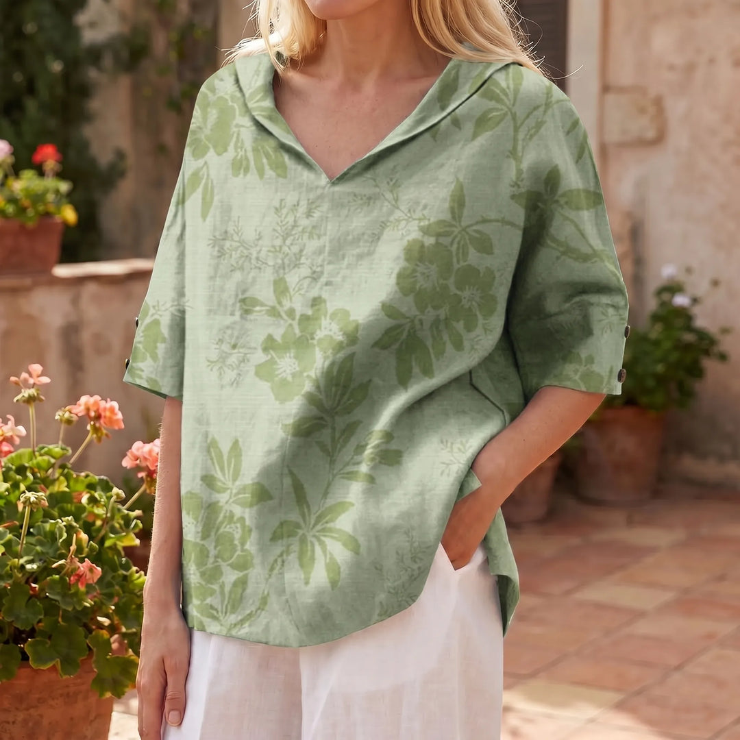 Opal  - V-Neck Floral Print Relaxed Top