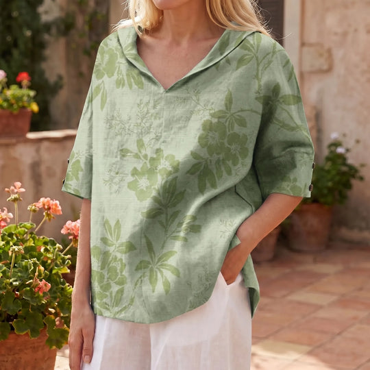 Opal  - V-Neck Floral Print Relaxed Top