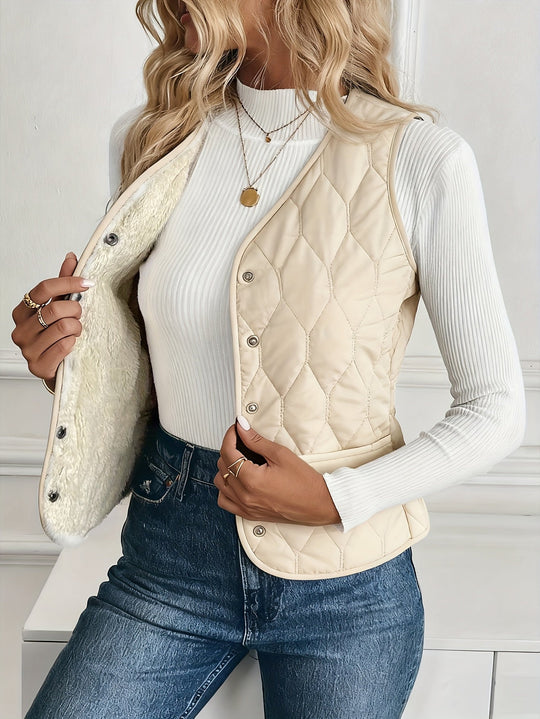 women quilted vest in black for casual outings 0