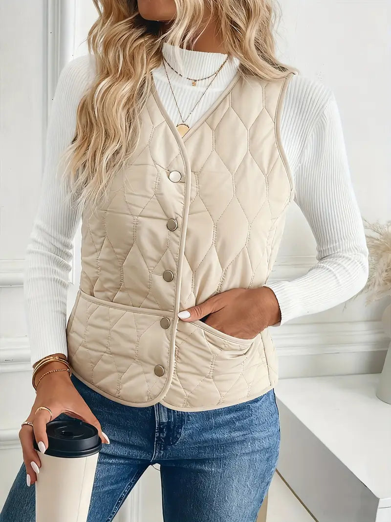 women quilted vest in black for casual outings 1