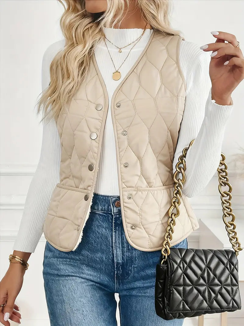 women quilted vest in black for casual outings 3
