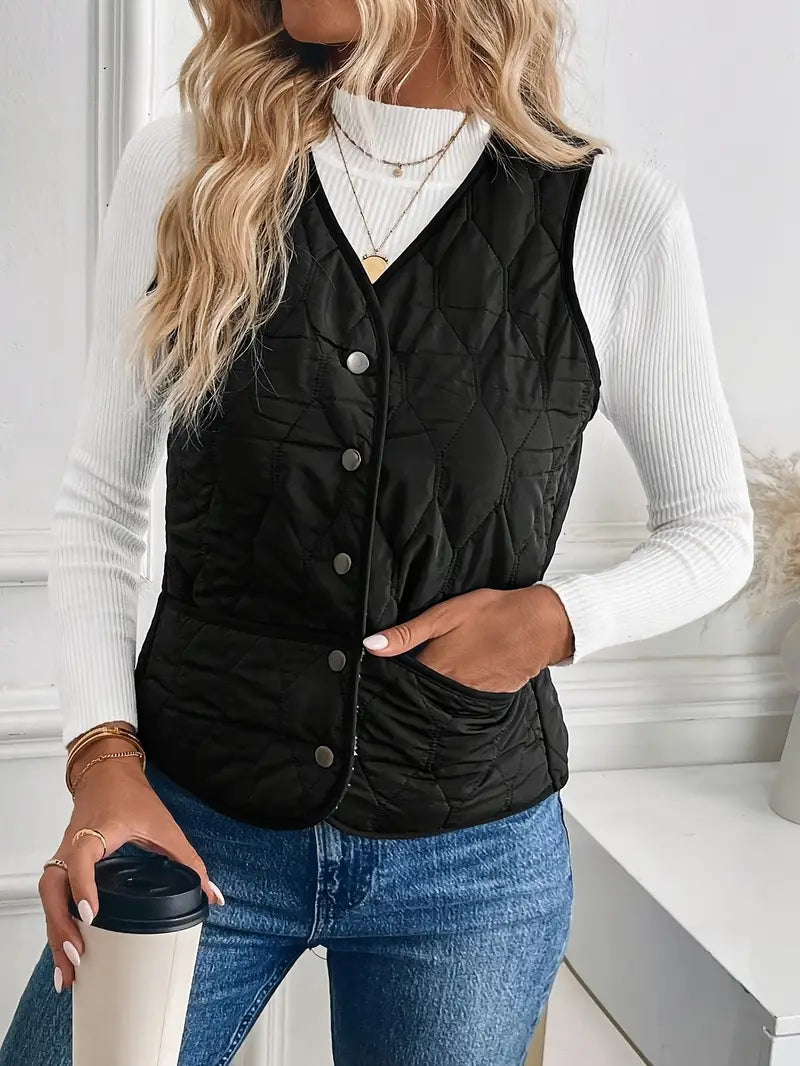 women quilted vest in black for casual outings 6