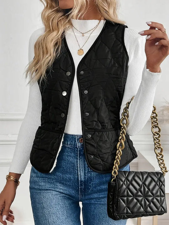 women quilted vest in black for casual outings 7