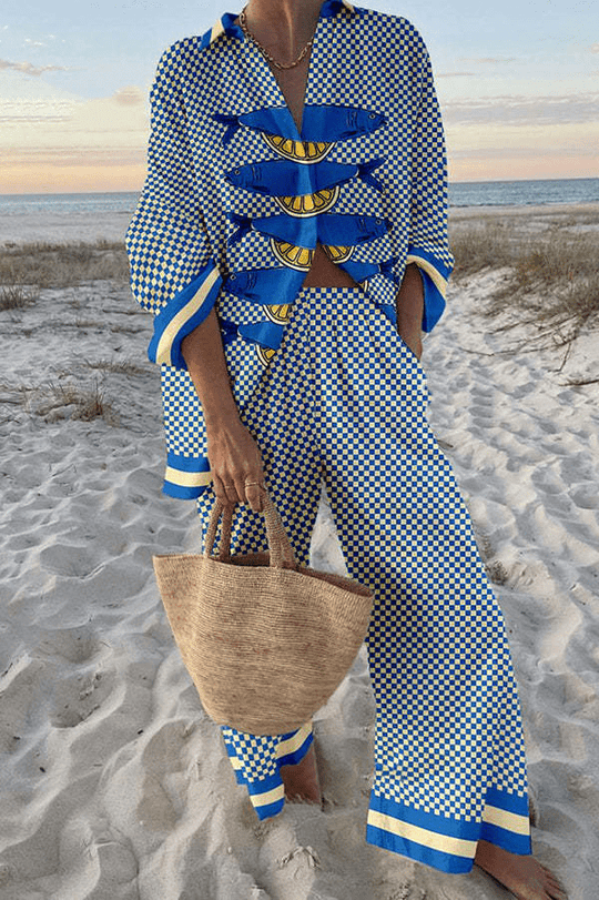 Patty  - Casual Fish Print Matching Wide Set 