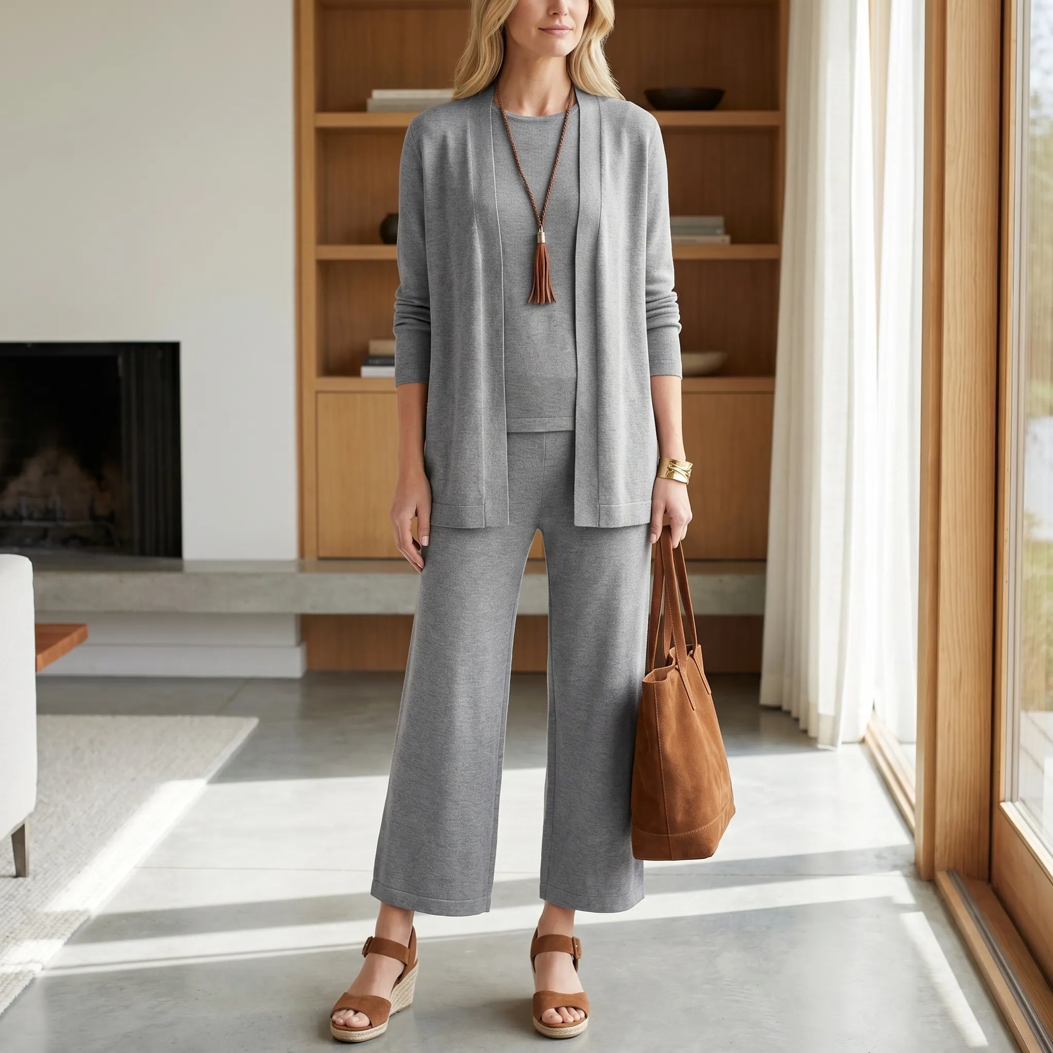 Rebecca  - 3-Piece wide-leg Pants And Cardigan Set