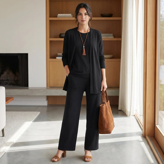 Rebecca  - 3-Piece wide-leg Pants And Cardigan Set