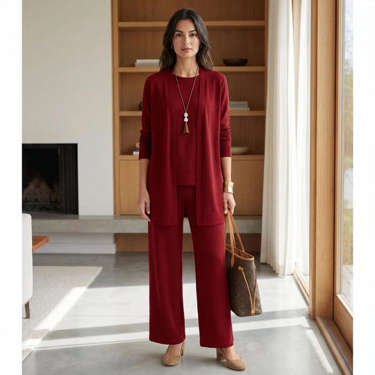Rebecca  - 3-Piece wide-leg Pants And Cardigan Set