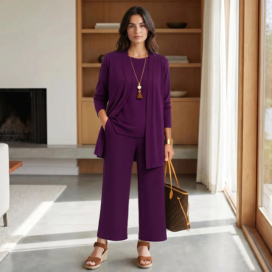 Rebecca  - 3-Piece wide-leg Pants And Cardigan Set