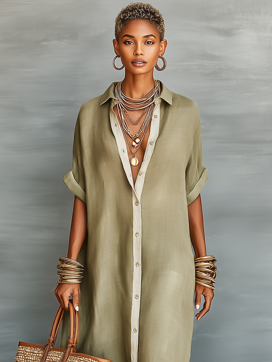 Renee  - Minimalist Short Sleeve Shirt Dress Warm Weather Wear