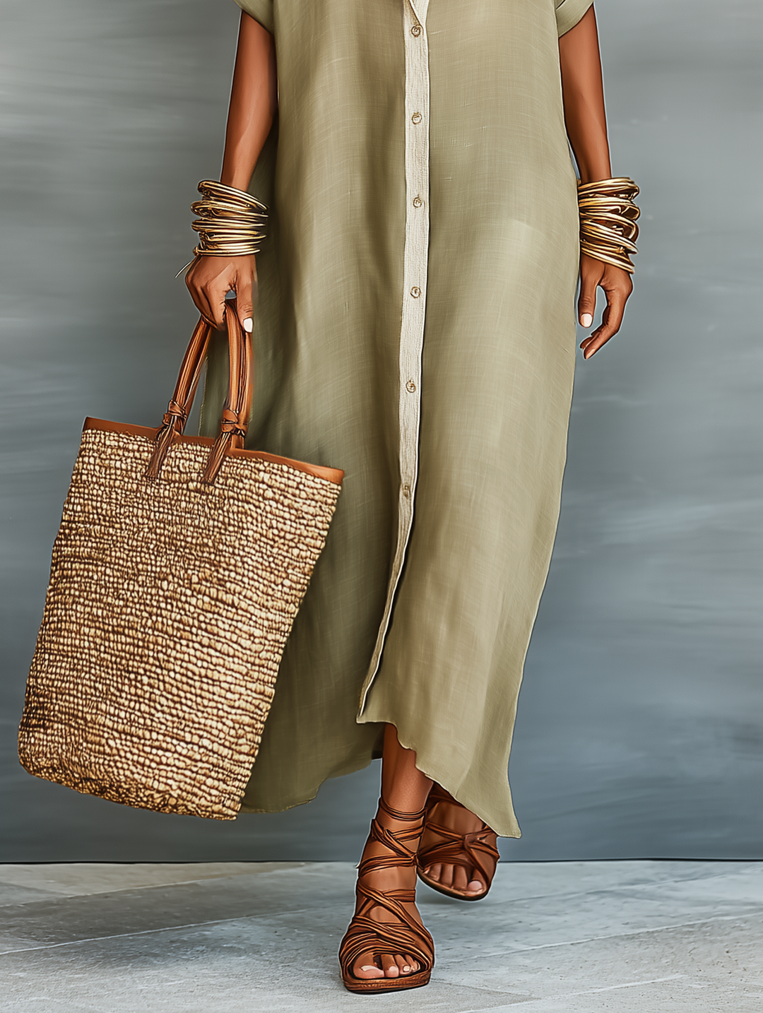 Renee  - Minimalist Short Sleeve Shirt Dress Warm Weather Wear