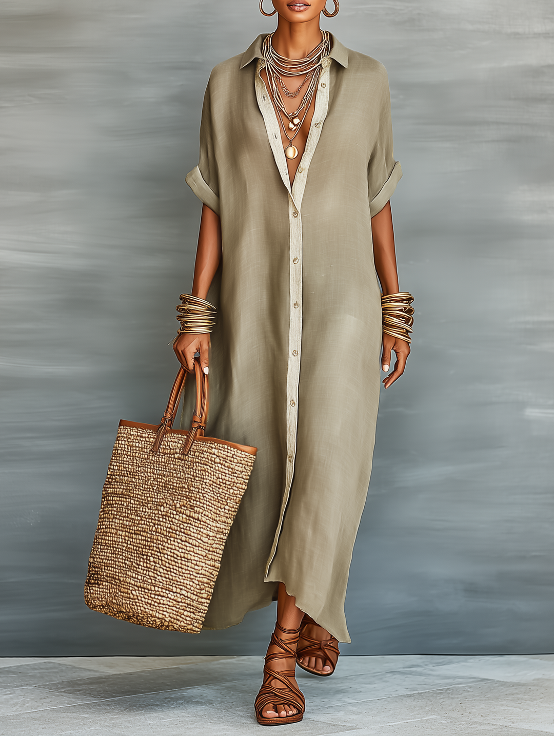 Renee  - Minimalist Short Sleeve Shirt Dress Warm Weather Wear