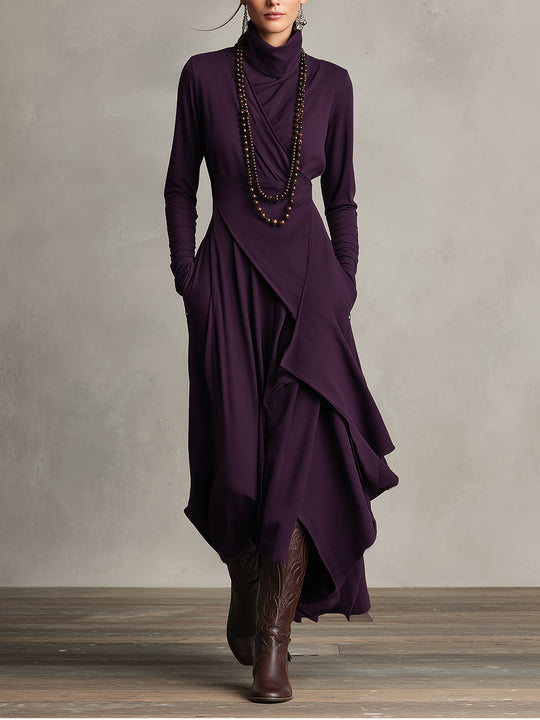 Rhonda  - Asymmetric Draped Maxi Dress Casual Weekend Outings