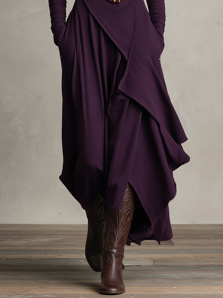 Rhonda  - Asymmetric Draped Maxi Dress Casual Weekend Outings