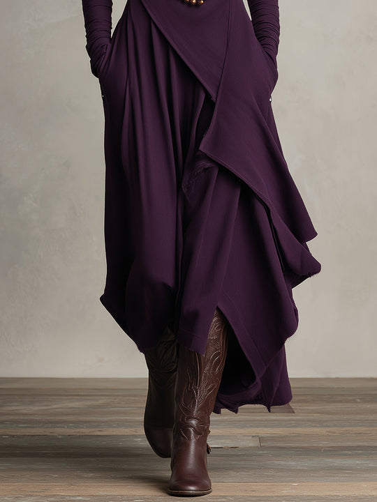 Rhonda  - Asymmetric Draped Maxi Dress Casual Weekend Outings