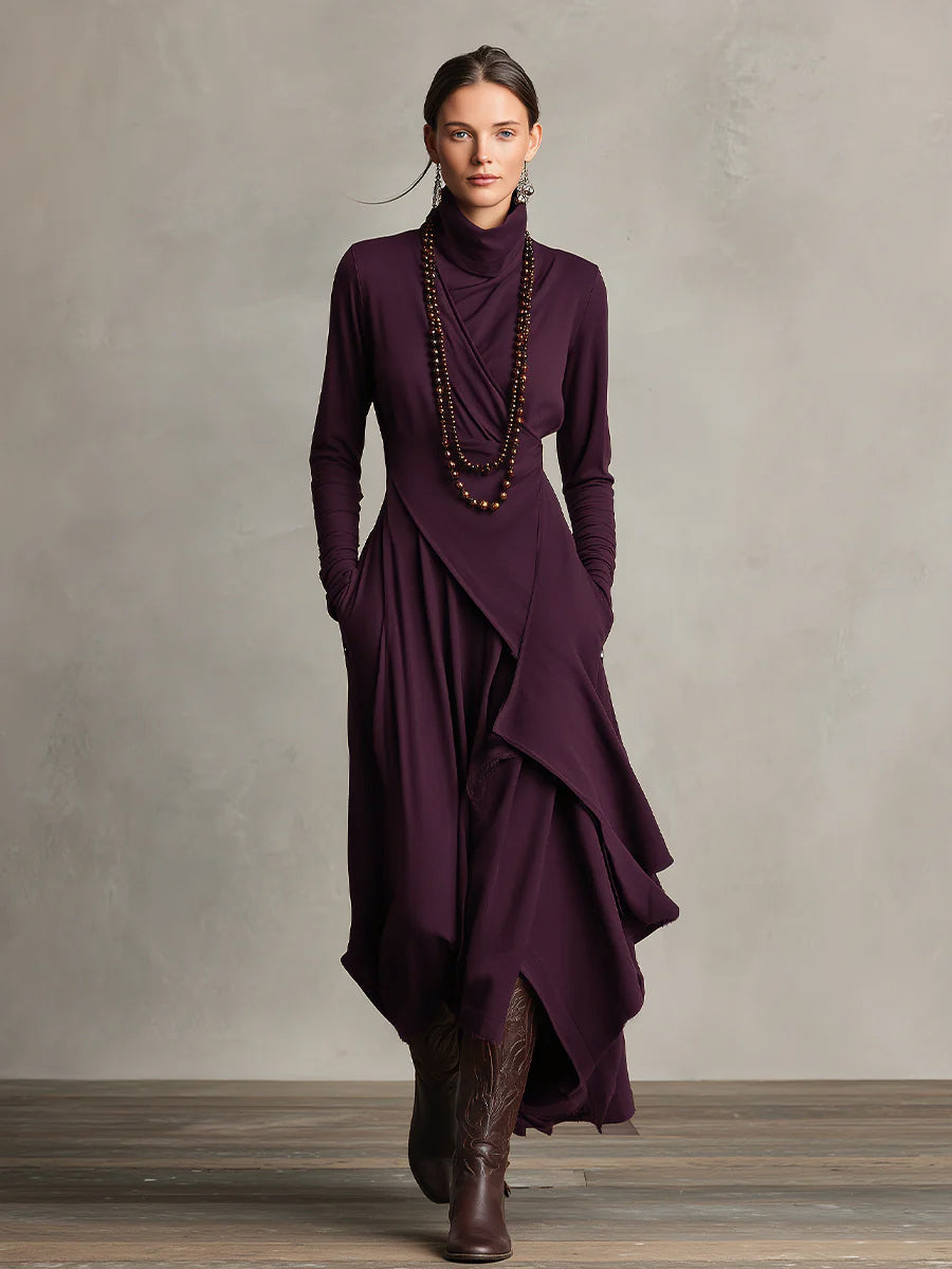 Rhonda  - Asymmetric Draped Maxi Dress Casual Weekend Outings
