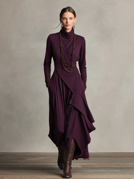 Rhonda  - Asymmetric Draped Maxi Dress Casual Weekend Outings