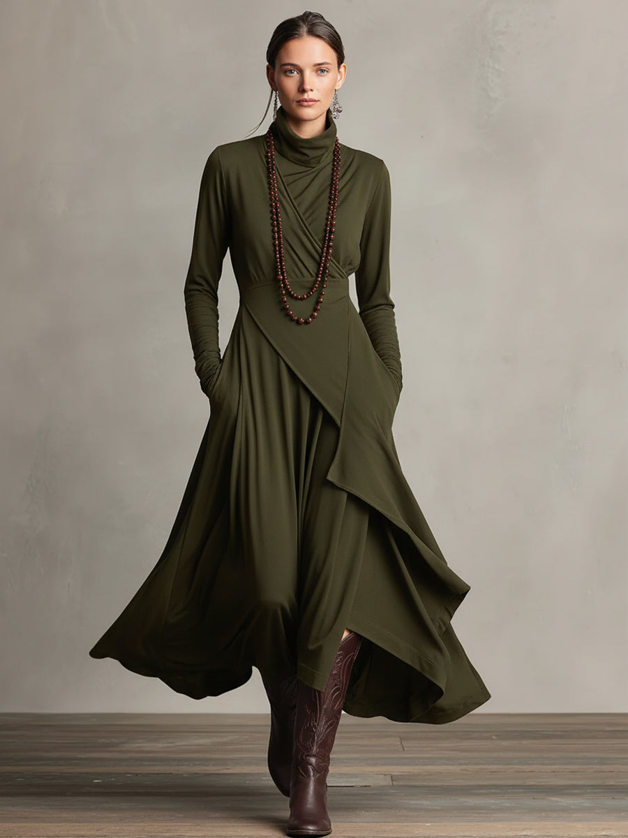 Rhonda  - Asymmetric Draped Maxi Dress Casual Weekend Outings