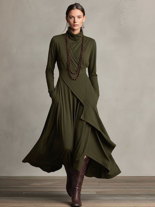 Rhonda  - Asymmetric Draped Maxi Dress Casual Weekend Outings