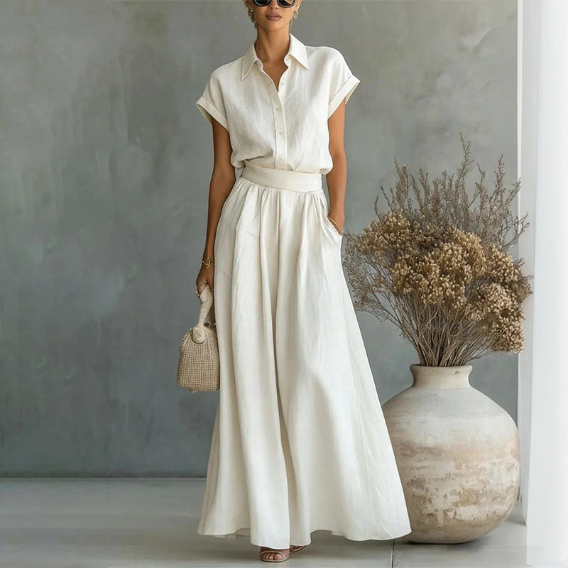 Rochelle  - Matching Linen Wide Leg Pant Set 