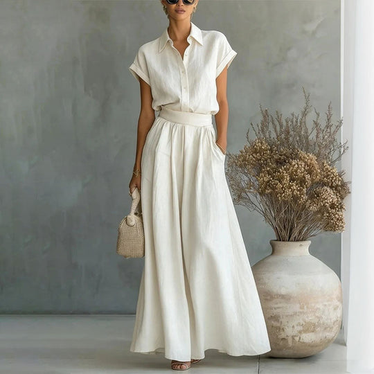 Rochelle  - Matching Linen Wide Leg Pant Set 