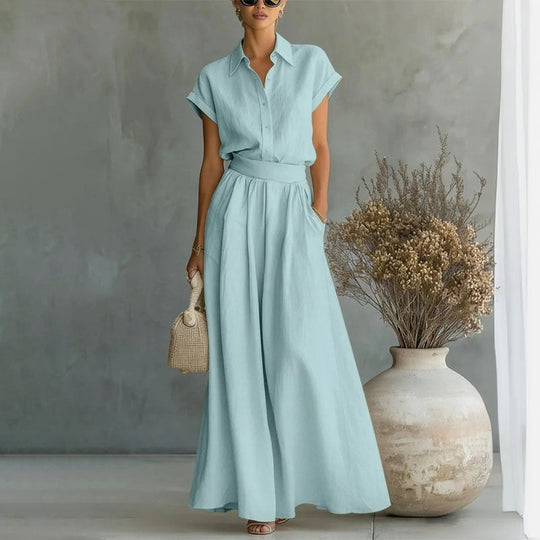 Rochelle  - Matching Linen Wide Leg Pant Set 