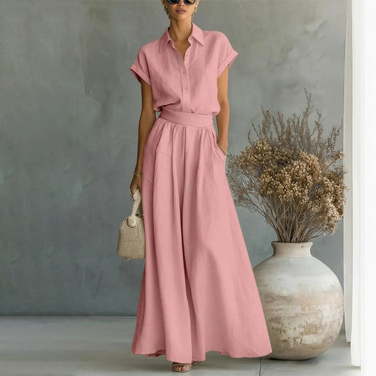 Rochelle  - Matching Linen Wide Leg Pant Set 